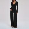 Women’s Deep V Yoga & Flare Pants Set