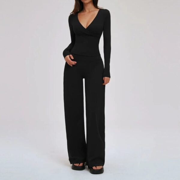 Women’s Deep V Yoga & Flare Pants Set