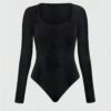 S8188e4d7ddff478497f46698070f1d9cA.jpg Plus Size Black Ribbed Bodysuit Set
