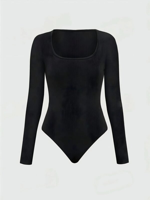 S8188e4d7ddff478497f46698070f1d9cA.jpg Plus Size Black Ribbed Bodysuit Set