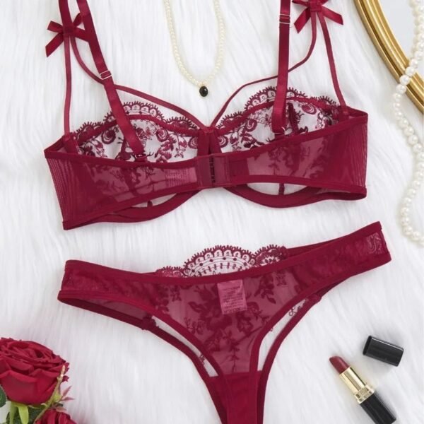 Women’s Sheer Floral Push-Up Lingerie Set