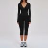 Women’s Deep V Yoga & Flare Pants Set