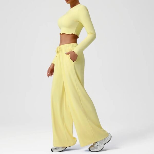 Women’s Long-Sleeve Crop Top & Flare Pants Set