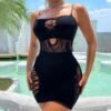 Plus Size Sheer Mesh Fishnet Bodysuit