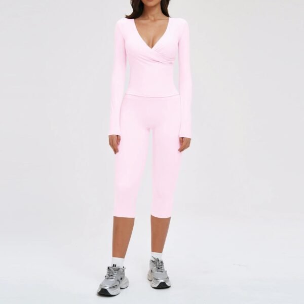 Women’s Deep V Yoga & Flare Pants Set