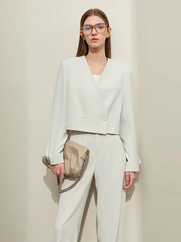 Women’s V-Neck Blazer & Casual Pants Set