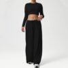 Women’s Long-Sleeve Crop Top & Flare Pants Set