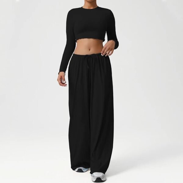 Women’s Long-Sleeve Crop Top & Flare Pants Set