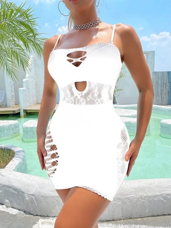 Plus Size Sheer Mesh Fishnet Bodysuit