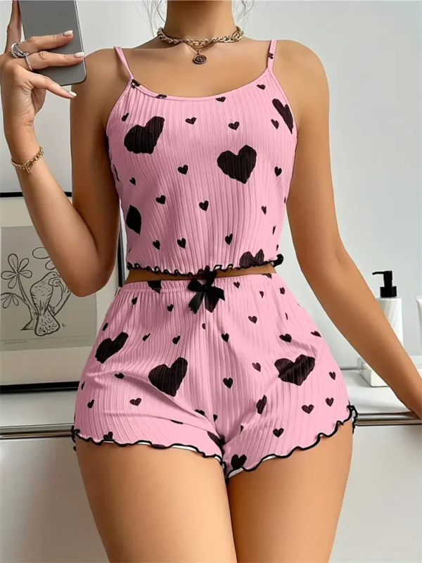 Sa1a7b62cc0404372882066bf02301ae1A.png Women’s Red Heart Print Cami & Shorts Set