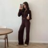 Sa23e15b1dfaa4d01849a120b85364730a.jpg Women’s Zipper Front Knit Pants Set