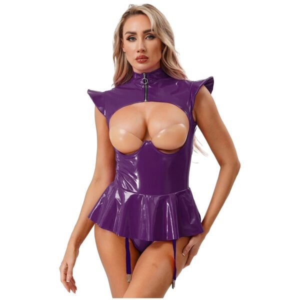 Women’s PU Leather Hollow-Out Bodysuit