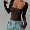 Women’s Square-Neck Long-Sleeve Bodysuit
