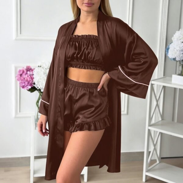 Sa98f2e6926174ad99afd0d24bf9caae2Y.jpg Brown Satin 3-Piece Pajama Set