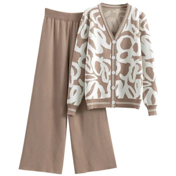Women’s Knitted Sweater & Wide-Leg Pants Set