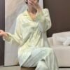 Women’s Green Satin Pajama Set