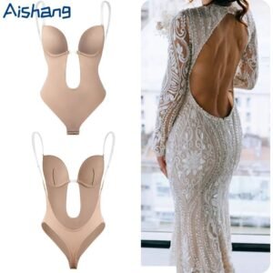 Safccc93d9dcd48f081482c9d0d4713e2T.jpg Women’s Deep V Push-Up Shapewear Bodysuit