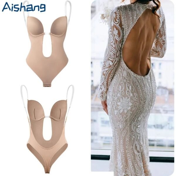 Safccc93d9dcd48f081482c9d0d4713e2T.jpg Women’s Deep V Push-Up Shapewear Bodysuit