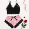 Women’s Satin Lace Cami & Shorts Set