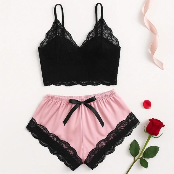 Women’s Satin Lace Cami & Shorts Set