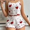 Sbb2f7d0e74cd4740b31b3581778527084.jpg Women’s Red Heart Print Cami & Shorts Set