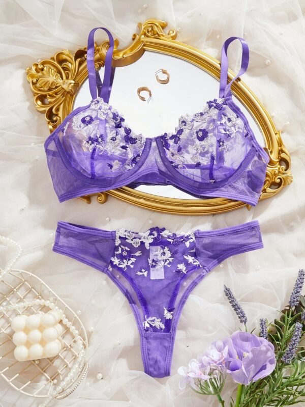 Sbbea2b0f19d04585a7a1c33b9efcee22i.jpg Women’s Sheer Floral Lace Bra & Panty Set