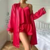 Women’s Ice Silk 3-Piece Pajama Set