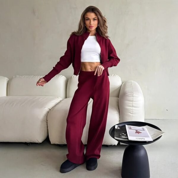 Sbea6782e4a8544ecb6423ef69c632932M.jpg Women’s Zipper Front Knit Pants Set