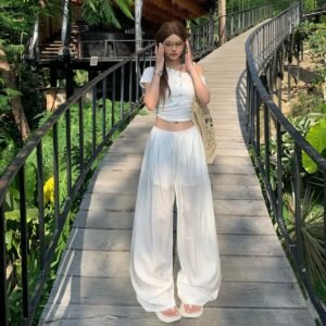 Sc0d082776f664b74a03367bede0ea7ba4.jpg Women’s Drawstring Wide-Leg Casual Pants