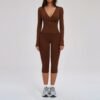 Women’s Deep V Yoga & Flare Pants Set