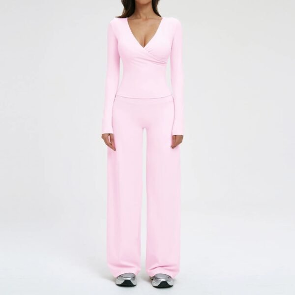 Women’s Deep V Yoga & Flare Pants Set