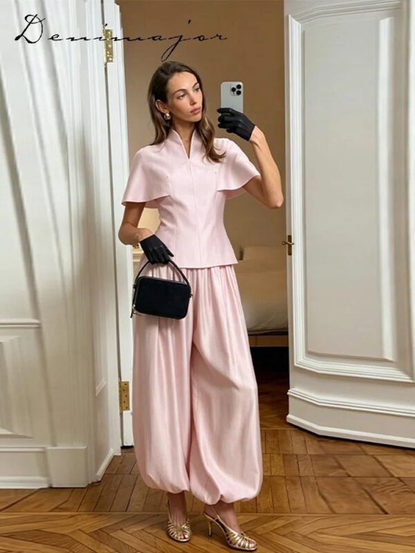 Women’s V-Neck Top & Wide-Leg Pants Set