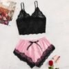 Women’s Satin Lace Cami & Shorts Set