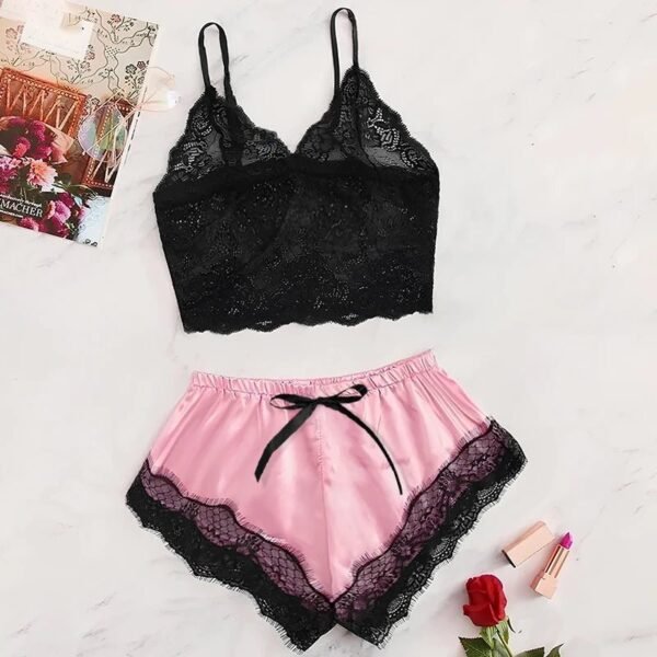 Women’s Satin Lace Cami & Shorts Set