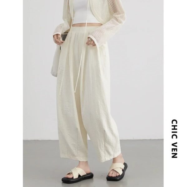 Women’s White High-Waist Wide-Leg Pants