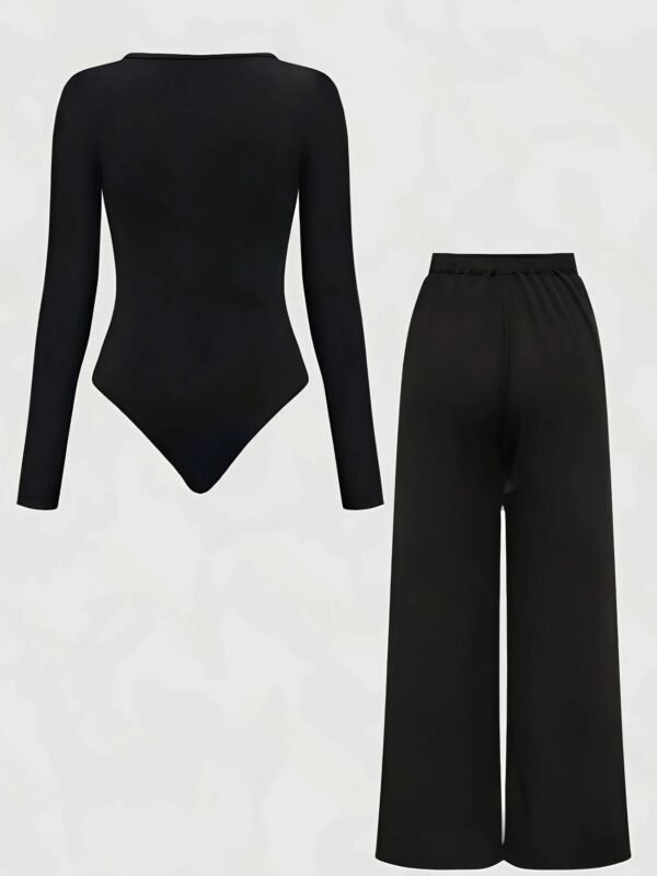 Sdea9fd5eea7e45bfb0bced4e2b119a6dy.jpg Plus Size Black Ribbed Bodysuit Set