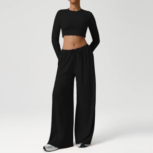 Women’s Long-Sleeve Crop Top & Flare Pants Set