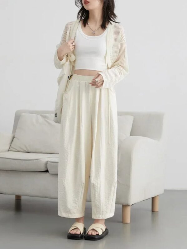 Women’s White High-Waist Wide-Leg Pants