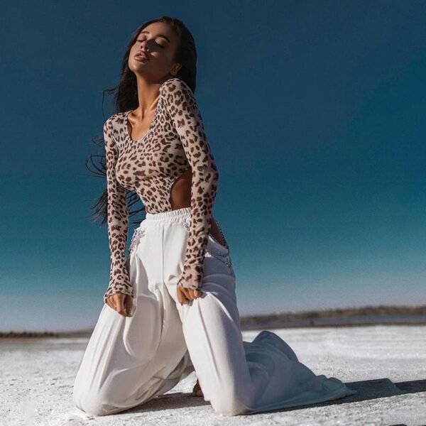 Women’s Leopard Print Slim-Fit Bodysuit