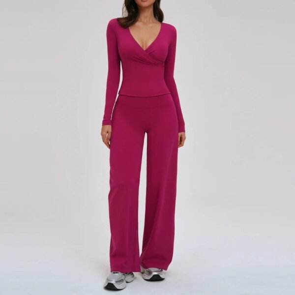 Women’s Deep V Yoga & Flare Pants Set