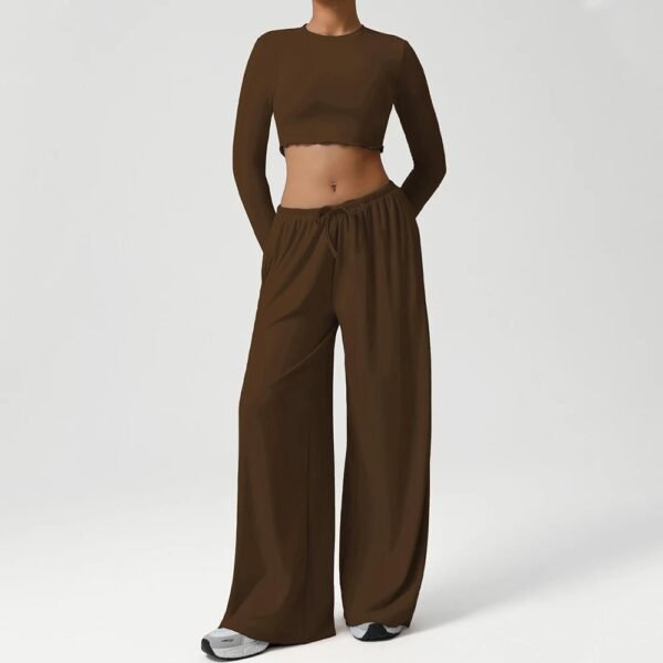 Women’s Long-Sleeve Crop Top & Flare Pants Set