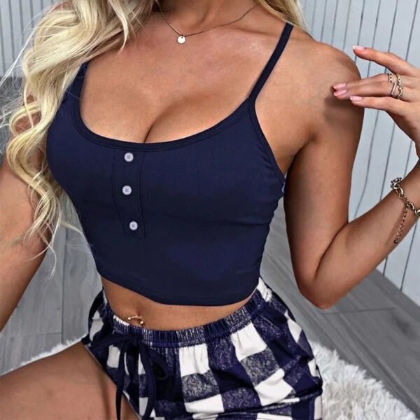 Se8c8c4f30e7b4d95b13ca8d48e23ae3bW.jpg Women’s Plaid Cami & Shorts Pajama Set