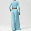 Women’s Long-Sleeve Crop Top & Flare Pants Set