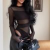 Sf0ad6c11d922438c8e73a6b522d4414fw.jpg Black Cut-Out Mesh Long-Sleeve Bodysuit
