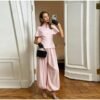 Women’s V-Neck Top & Wide-Leg Pants Set