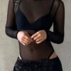 Sf17b8bddbdfb4059a02605b508771f12h.jpg Black Mesh Stripe Bodysuit