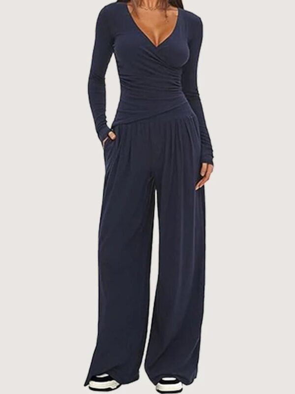 Sf306e84755b24565909e6ddf89a7188cm.jpg Women’s Long-Sleeve Wide-Leg Pants Set