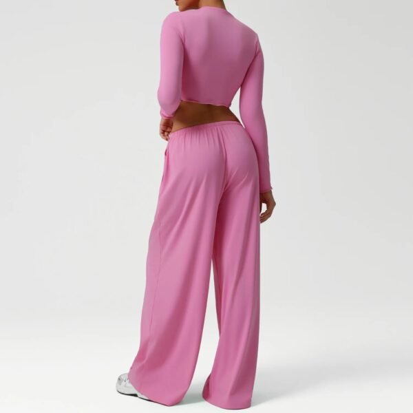 Women’s Long-Sleeve Crop Top & Flare Pants Set