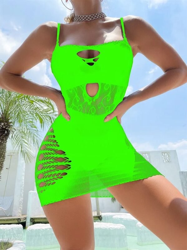 Plus Size Sheer Mesh Fishnet Bodysuit