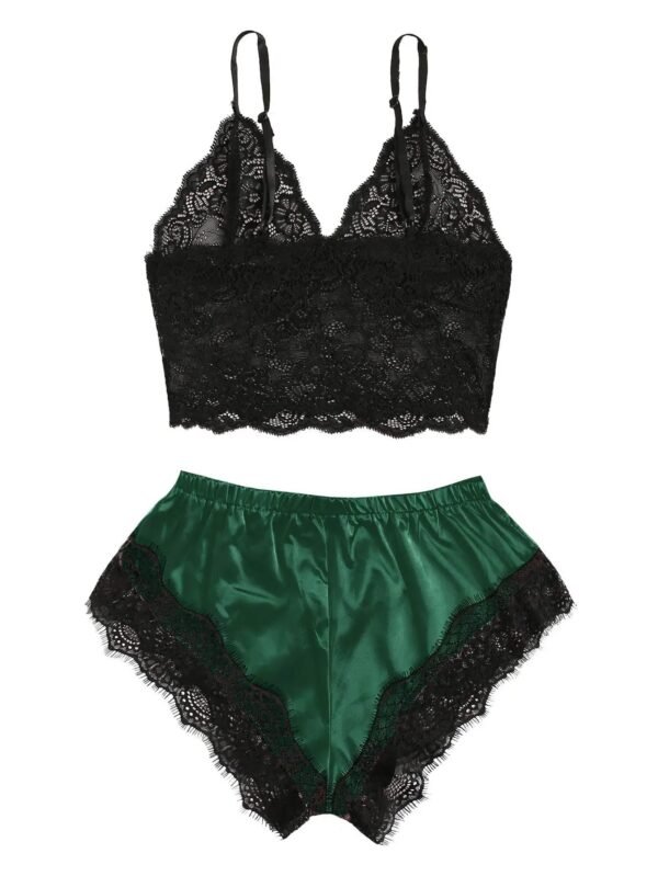 Women’s Satin Lace Cami & Shorts Set